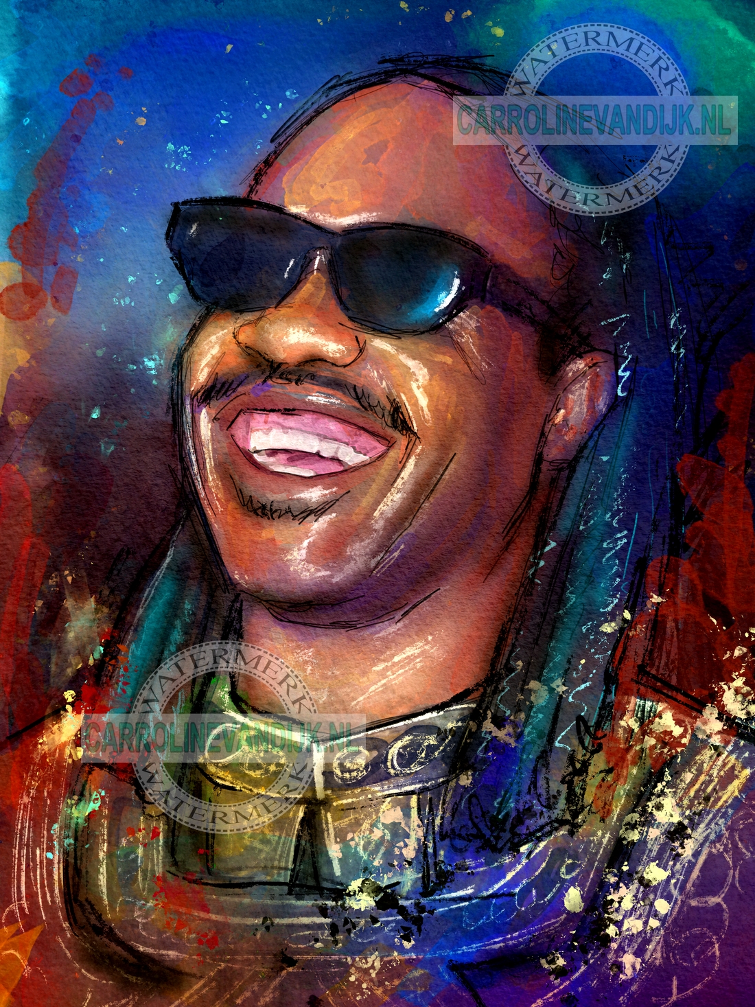 Stevie Wonder schilderij